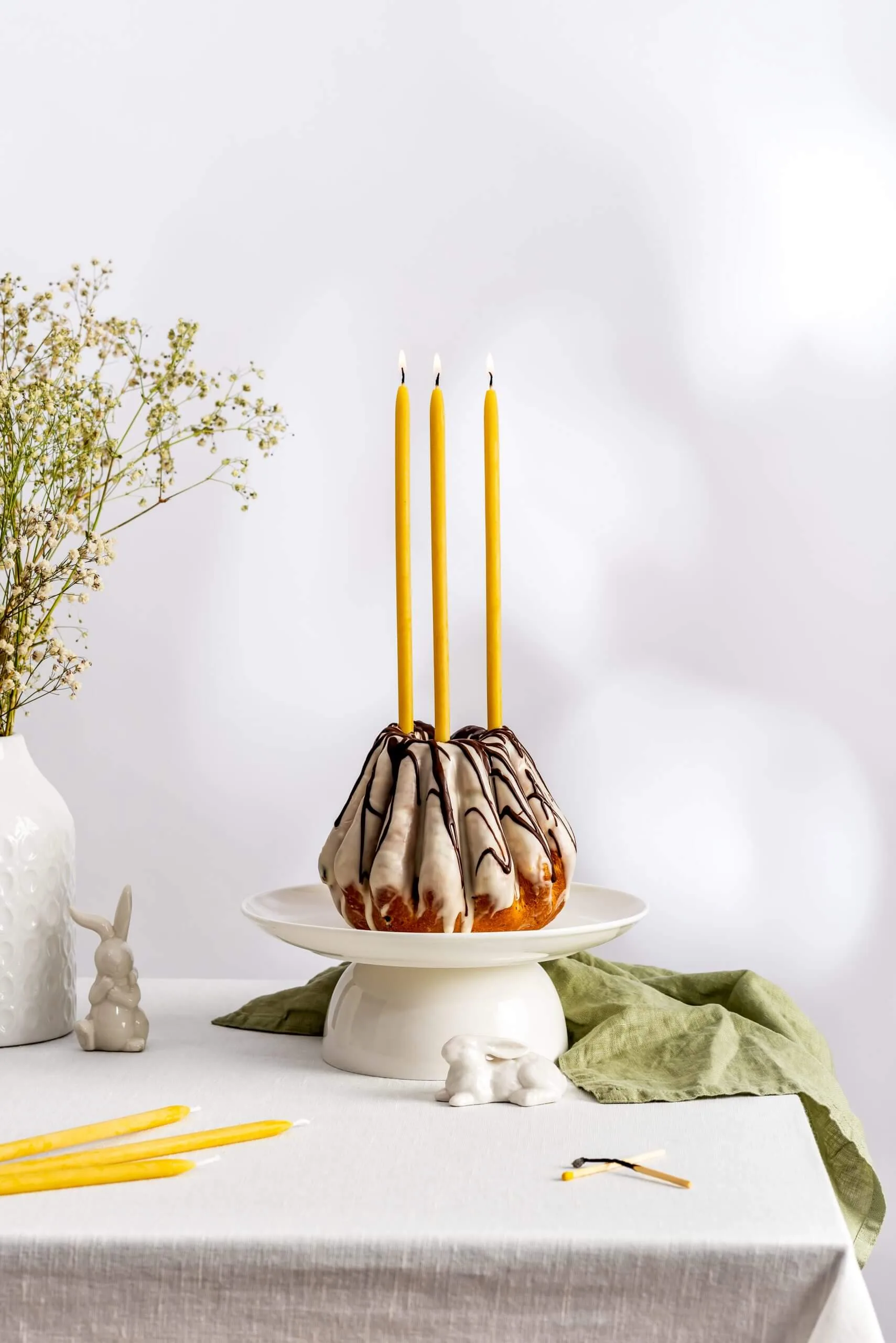 Thin natural beeswax candle