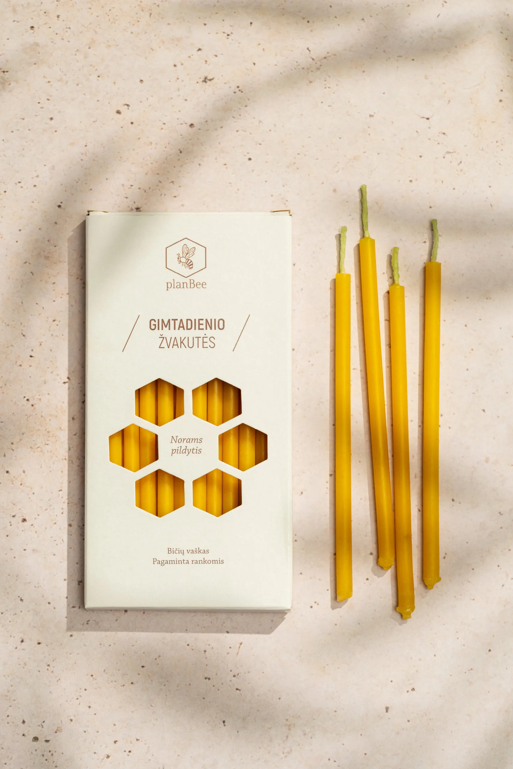 Birthday beeswax candles to make dreams come true (yellow)