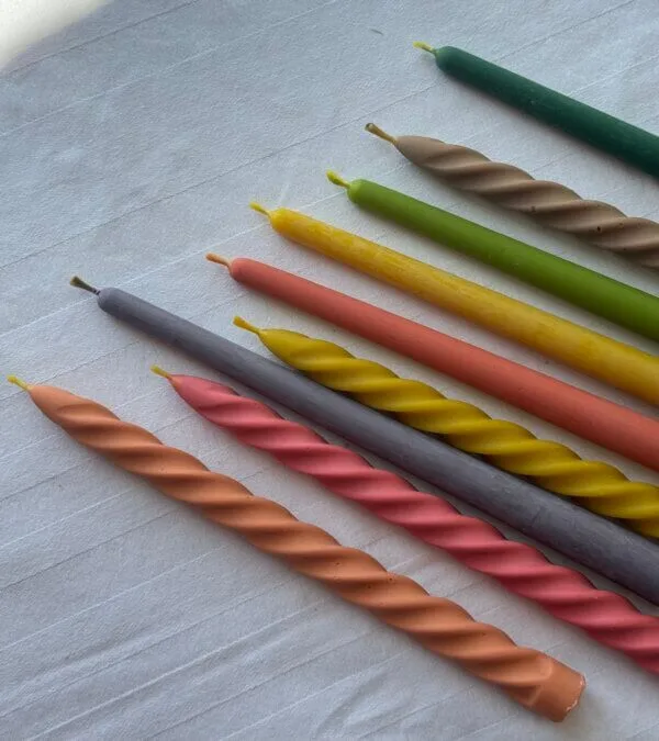 Twisted colored beeswax candle - Image 2