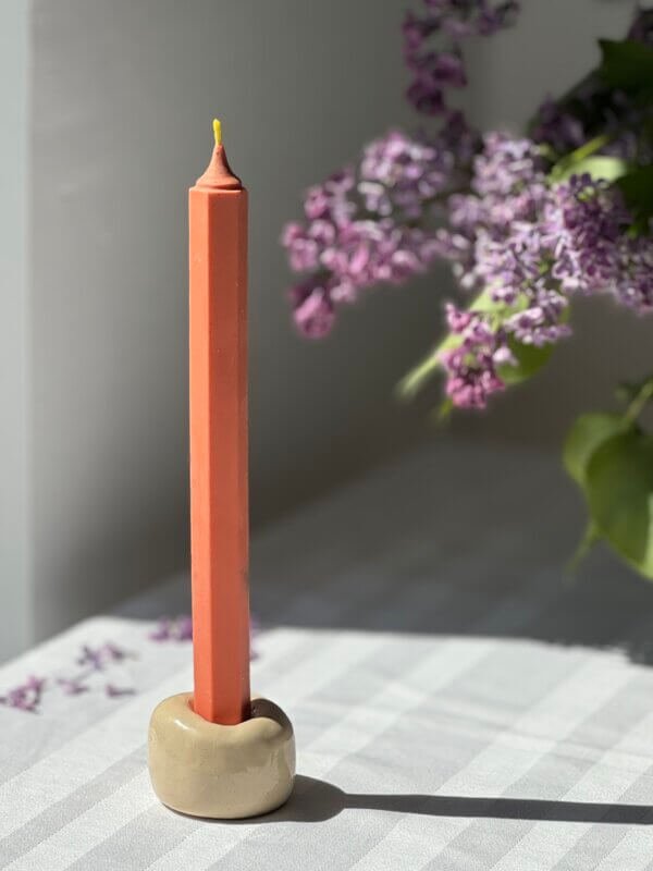 Pencil shaped colored beeswax candle